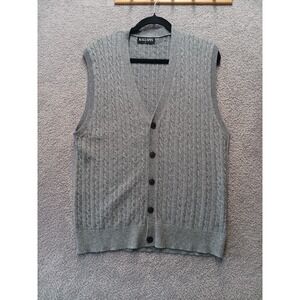 Kallspin Men L Gray Cable Knit Golf Vest Cashmere Blend Preppy Old Money